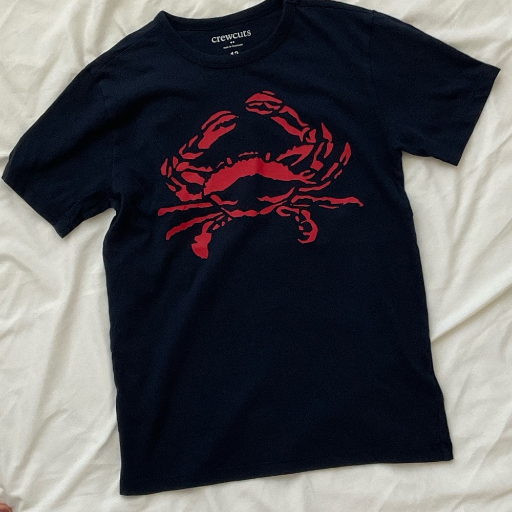 Crewcuts Dark Blue Tee with Red Crab Graphic